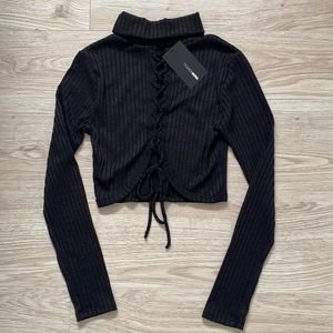 NWT Fashion Nova Black Crop Top Party in the Back Top